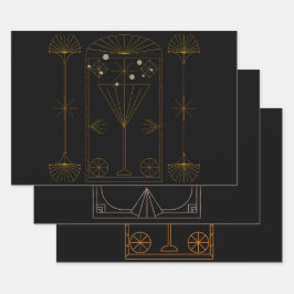 Hoja De Papel De Regalo Art Deco Champán