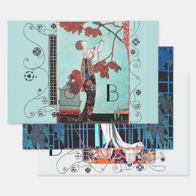 Hoja De Papel De Regalo ART DECO Mujer Belleza Moda (Set)