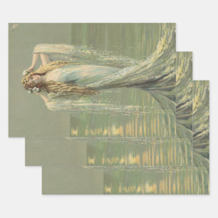 Hoja De Papel De Regalo Art Decó Sirena Art Nouveau Mermaids Vintage