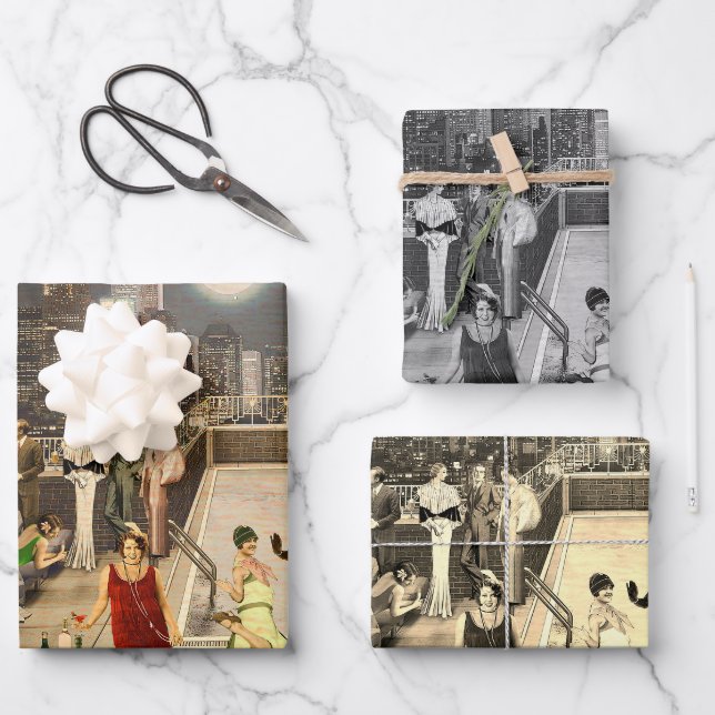 Hoja De Papel De Regalo Art Déco Skyline (Anverso)