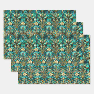 Hoja De Papel De Regalo Art Nouveau Botanical Wrapping Paper Sheets Set
