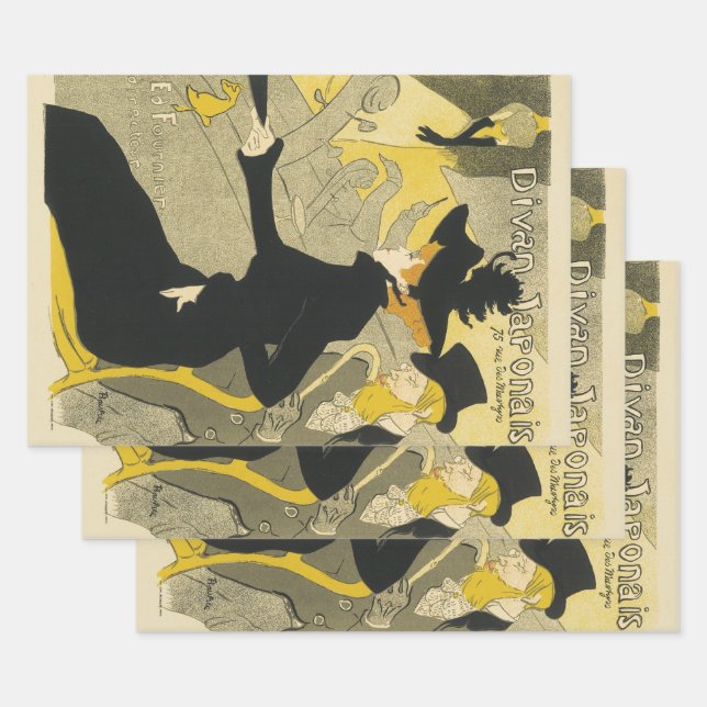 Hoja De Papel De Regalo Art Nouveau, Divan Japonais de Toulouse Lautrec (Set)