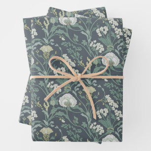 Hoja De Papel De Regalo Art Nouveau Floral Cream Green