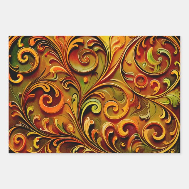 Hoja De Papel De Regalo Art Nouveau floral design  (Anverso)