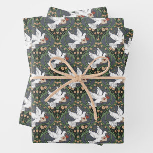 Hoja De Papel De Regalo Art Nouveau White Dove Love
