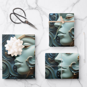 Hoja De Papel De Regalo Arte 3D de Moonlit Woman