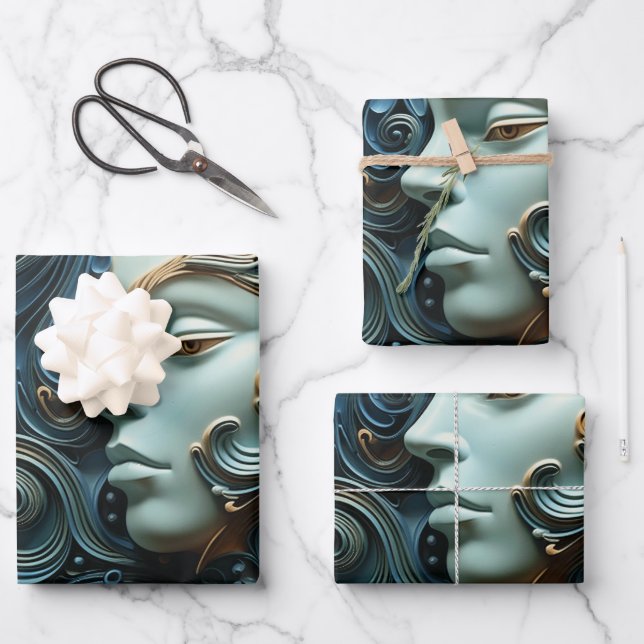 Hoja De Papel De Regalo Arte 3D de Moonlit Woman (Anverso)