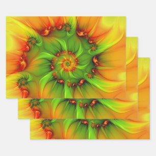 Hoja De Papel De Regalo Arte abstracto fractal moderno colorido psicodélic