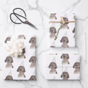 Hoja De Papel De Regalo Arte acuarela de perro puntero GSP alemán
