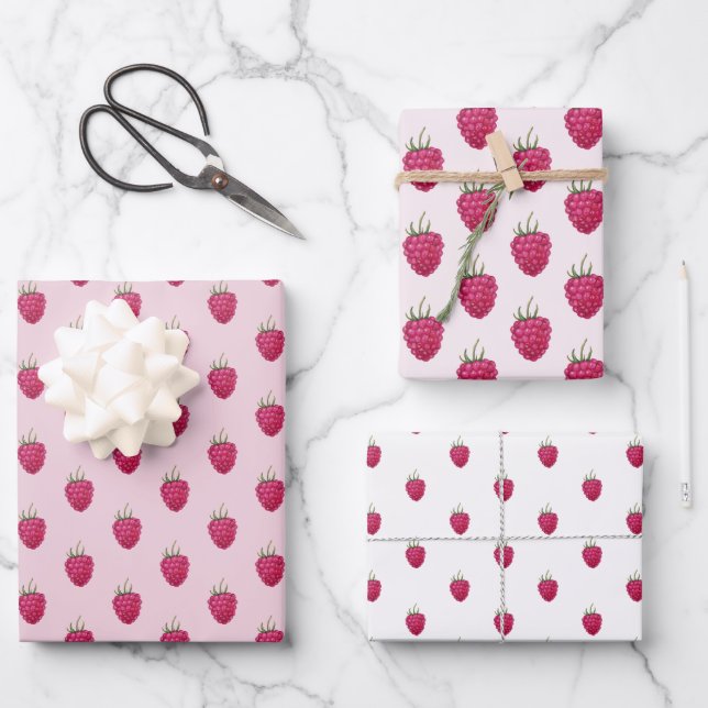 Hoja De Papel De Regalo Arte acuático de frambuesas frescas (Anverso)