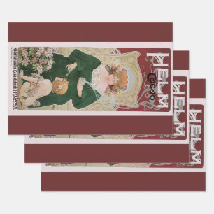 Hoja De Papel De Regalo Arte Antiguo Helm Cacao de Privat Livemont Nouveau