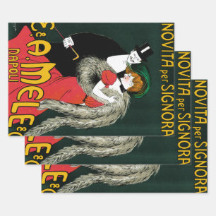 Hoja De Papel De Regalo Arte Antiguo Modernista, Moda Italiana Amor Romanc