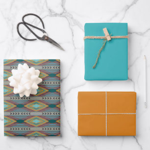 Hoja De Papel De Regalo Arte con patrones del suroeste americano y colores