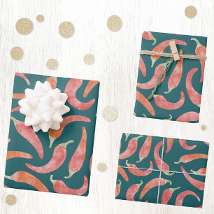 Hoja De Papel De Regalo Arte de alimentos en acuarela de pimiento rojo Chi