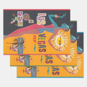 Hoja De Papel De Regalo Arte de cartel de viaje de juego vintage de Las Ve