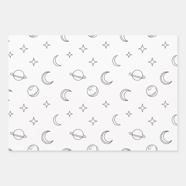 Hoja De Papel De Regalo Arte de Línea Celestial (Anverso)