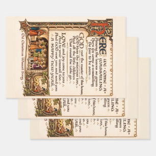 Hoja De Papel De Regalo Arte de manuscrito iluminado de canción wassail vi