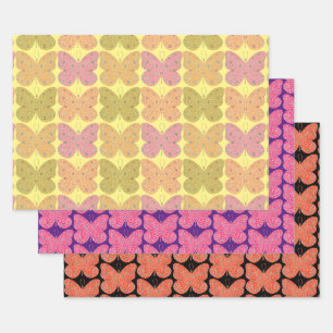 Hoja De Papel De Regalo Arte de mariposa estilo vintage envolvimiento de p