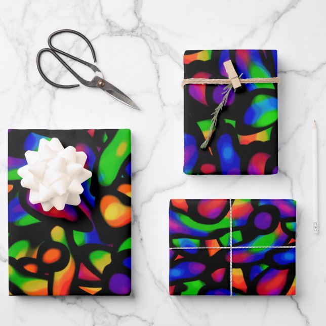 Hoja De Papel De Regalo Arte de neón (Anverso)