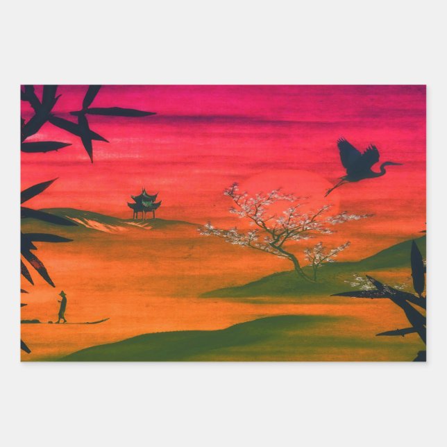 HOJA DE PAPEL DE REGALO ARTE DE PAISAJE JAPONÉS (Anverso)