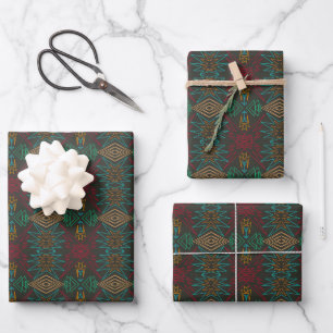 Hoja De Papel De Regalo Arte de patrón geométrico con líneas de nativos am