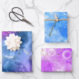Hoja De Papel De Regalo Arte de tinta rosa azul con alcohol