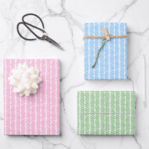 Hoja De Papel De Regalo Arte de Zigzag de Pascua Rosa Azul Verde Blanco