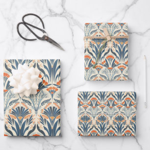 Hoja De Papel De Regalo Arte Deco inspirado en floral vintage