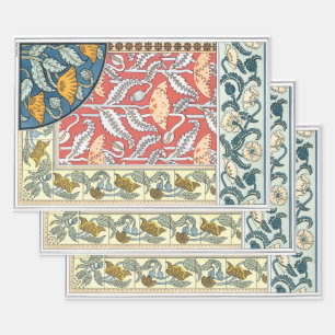Hoja De Papel De Regalo Arte Floral Antiguo Nouveau Flores Amapolas