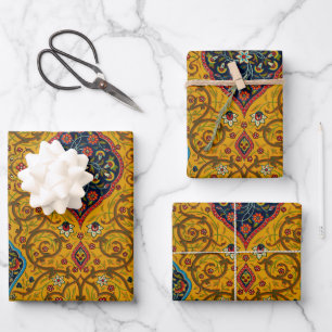 Hoja De Papel De Regalo Arte floral persa de decoración vintage