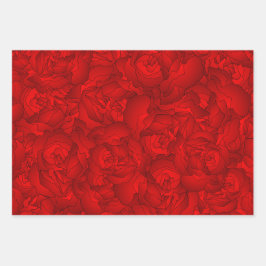 Hoja De Papel De Regalo Arte floral rojo vintage