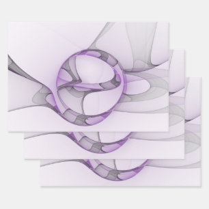 Hoja De Papel De Regalo Arte fractal abstracto moderno lavanda gris