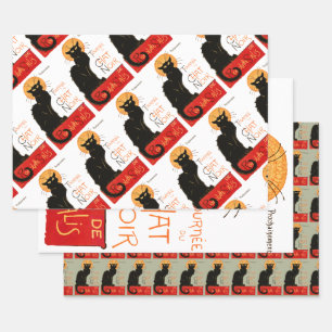 Hoja De Papel De Regalo Arte francés Steinlen Black Cat Classic