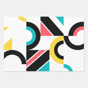 Hoja De Papel De Regalo Arte geométrico colorido, urbano, moderno y de mod