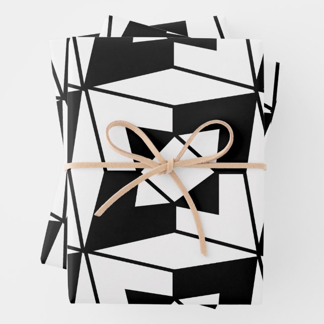 Hoja De Papel De Regalo Arte geométrico en blanco y negro (In situ)