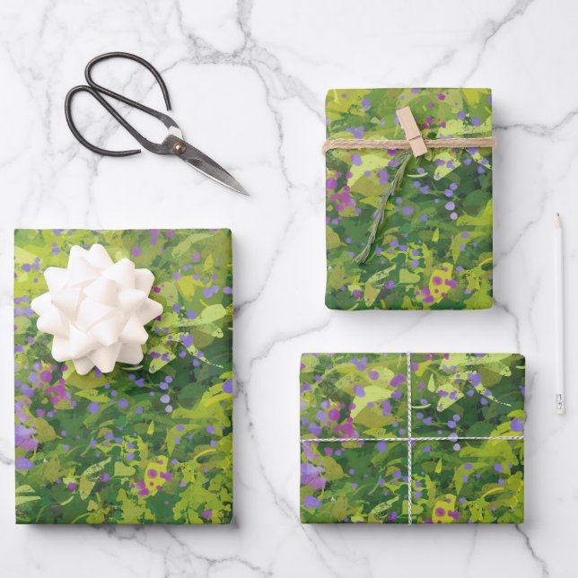 Hoja De Papel De Regalo Arte gráfico de arbusto floral con pintura de acua (Anverso)