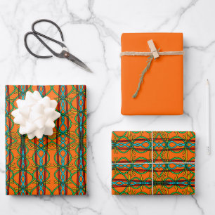 Hoja De Papel De Regalo Arte lineal simétrico al estilo del suroeste retor