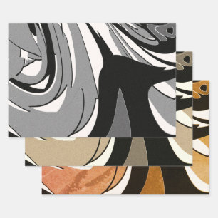 Hoja De Papel De Regalo Arte moderno Negro y Blanco, Marrón y Tan