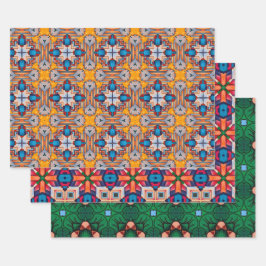 Hoja De Papel De Regalo Arte nativo tribal en colores negrita Juego de pat