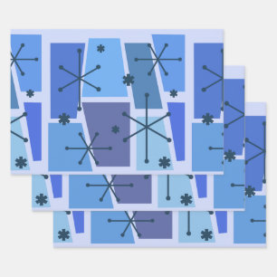 Hoja De Papel De Regalo Arte pop de la era atómica azul