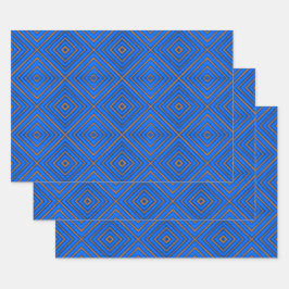 Hoja De Papel De Regalo Arte Pop Moderno Con Diamante Hipnótico Azul Y Nar