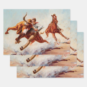 Hoja De Papel De Regalo Arte Western “Bull Dogger” de Will James