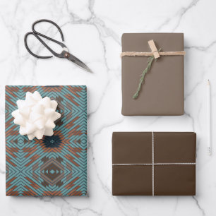 Hoja De Papel De Regalo Arte y colores tribales del suroeste americano
