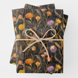 Hoja De Papel De Regalo Artes y artesanías Silencio escocés y flores silve