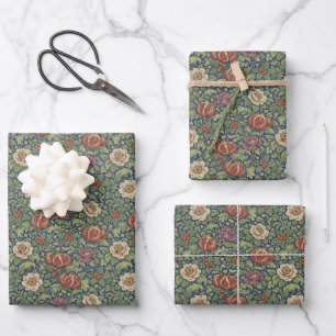 Hoja De Papel De Regalo Artes y Oficios Floral Granada Azul Marinería