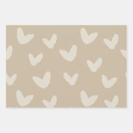 Hoja De Papel De Regalo Artesanal Corazones Amor Gris Melocotón Beige Dive
