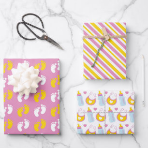 HOJA DE PAPEL DE REGALO ARTÍCULOS DE NIÑA DE COCINA BLANCA AMARILLA ROSA