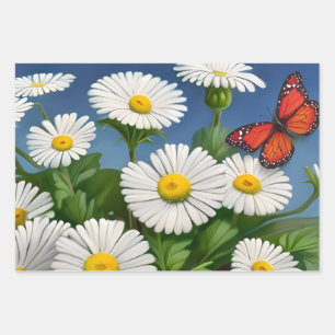 Hoja De Papel De Regalo Artsy Fun Daisies And Butterflies