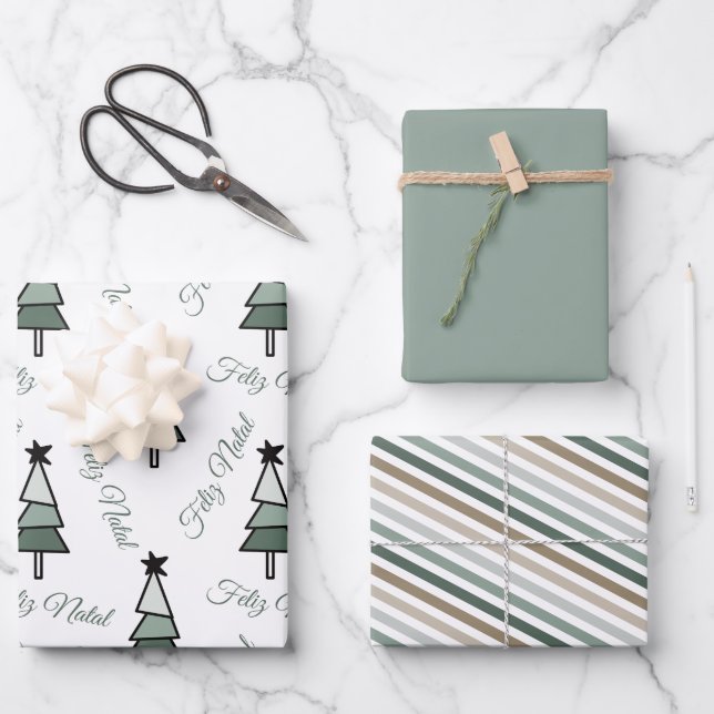 Hoja De Papel De Regalo Árvore de Natal Pinheiro Estilo Rústico (Anverso)