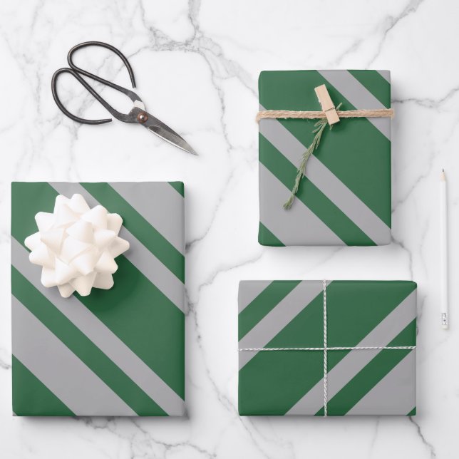 Hoja De Papel De Regalo Asistente verde y gris (Anverso)